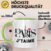Frankreich Paris Eiffelturm Tasse Geschenk Lustige Geschenkidee Spruch Grün Trendation
