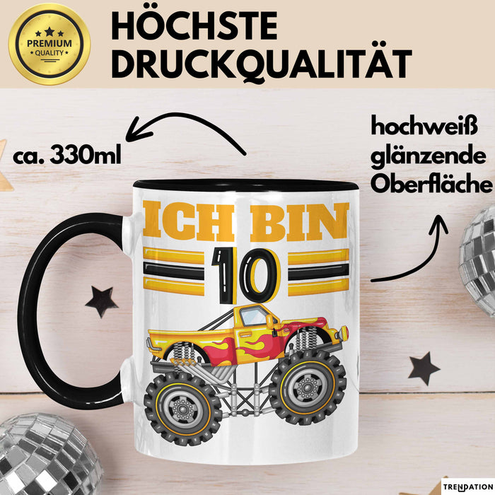 10. Geburtstag Geschenk Tasse Becher Jungs Trucks Geburtstagsgeschenk Ich Bin 10 Schwarz Trendation
