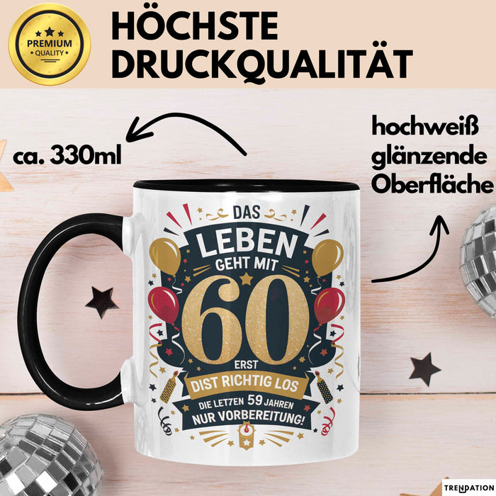 60. Geburtstag Tasse Geschenkidee Das Leben Beginnt Mit 60 Trendation