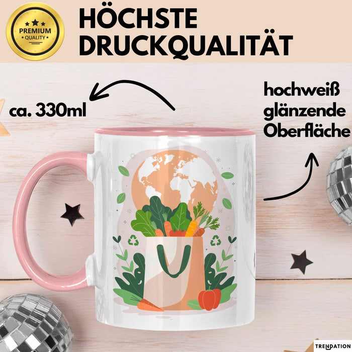 Nachhaltiges Leben Tasse Geschenk Lustige Geschenkidee Spruch Für Umwelt Unterstützer Rosa Trendation