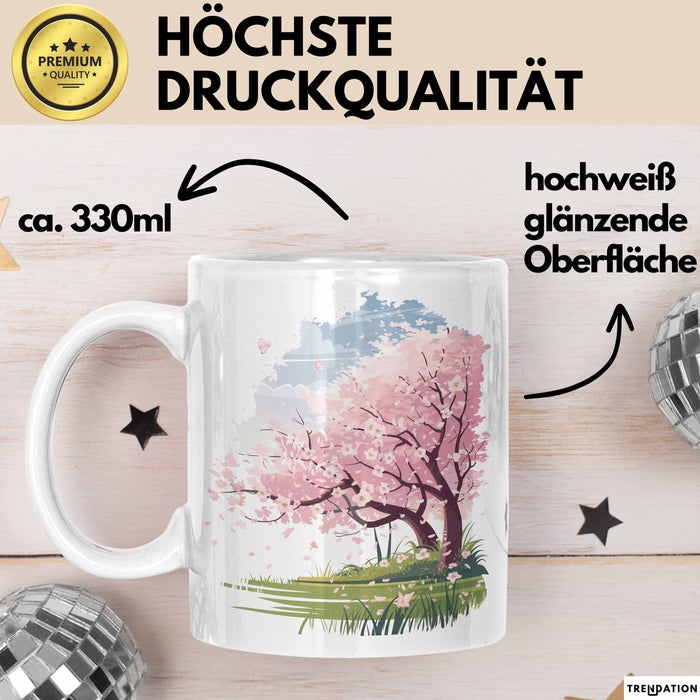 Frühlingszeit Tasse Geschenkidee für Naturliebhaber Weiß Trendation