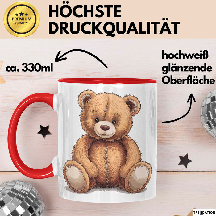 Teddybär Tierliebhaber Tasse Geschenk Lustige Geschenkidee Spruch Rot Trendation