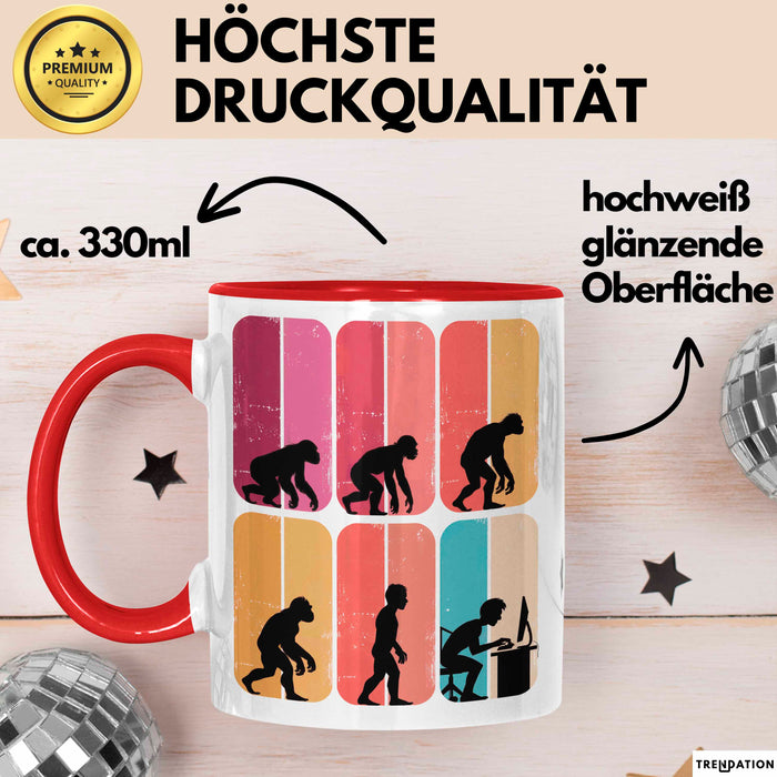Gamer PC Gaming Liebhaber Tasse Geschenk Lustige Geschenkidee Spruch Gamer Evolution Rot Trendation