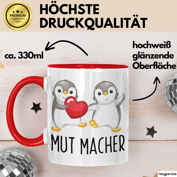 Lustige Tasse Geschenk Zwei Pinguine Mit Herz Witziger Becher Mut Rot Trendation