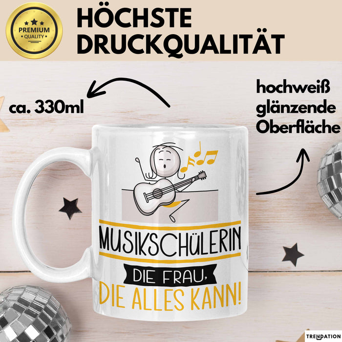 Musikschülerin Geschenk Tasse Becher Die Frau Die Allen Kann Geschenkidee für eine Musikschülerin Lustig Weiß Trendation