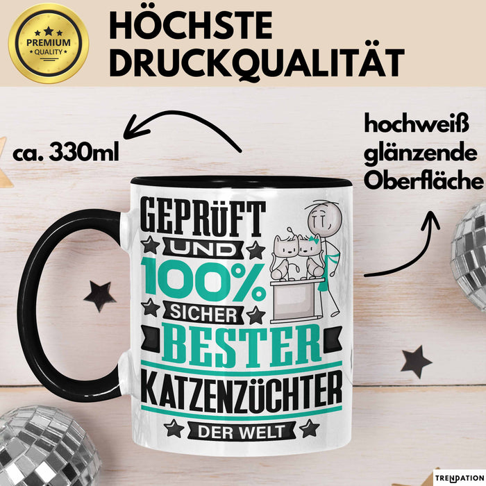 Katzenzüchter Geschenk Lustiger Spruch für Katzenzüchter Geschenkidee Bester Katzenzüchter Der Welt Schwarz Trendation