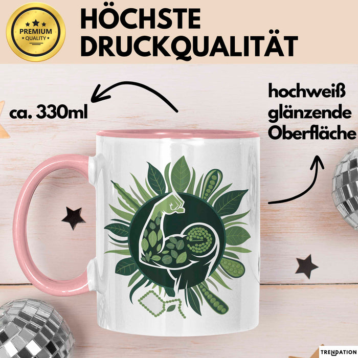 Veganer Bodybuilder Tasse Geschenkidee für Lifter Rosa Trendation