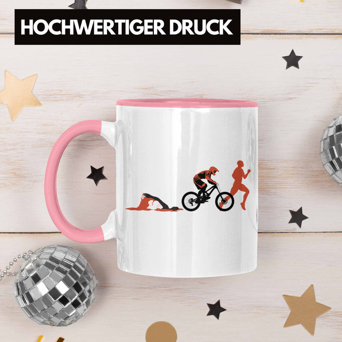 Triathlon Swim Bike Run Triathlet Tasse Geschenk Schwimmen Fahrrad Rennen Rosa Trendation