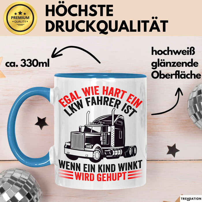 Lkw Fahrer Tasse Geschenk Harte Truckfahrer Trucker Geschenkidee Lustig Blau Trendation