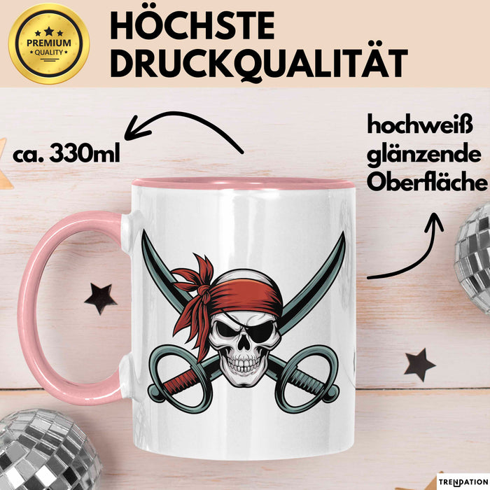 Piraten Fan Tasse Geschenkidee für Ahoy Abenteuerliebhaber Rosa Trendation