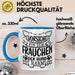 Frauchen Tasse Geschenk Hundebesitzerin Spruch Geschenkidee Kaffee-Becher Hunde Besitzerin Vorsicht Vor Dem Frauchen Der Hund Ist Harmlos Blau Trendation