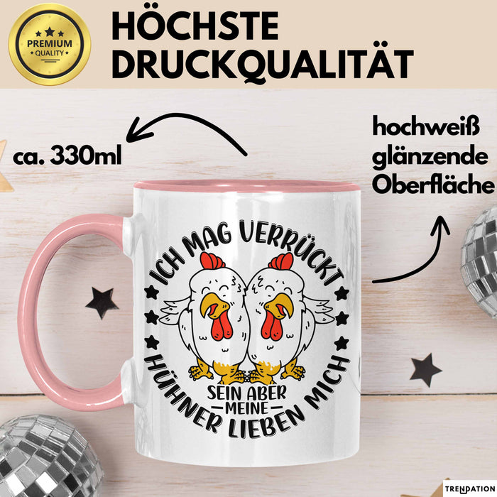 Hühner Tasse Geschenk Hühnerflüsterin Huhn Geschenkidee Kaffee-Becher Landwirt Bauer Landiwrtin Rosa Trendation