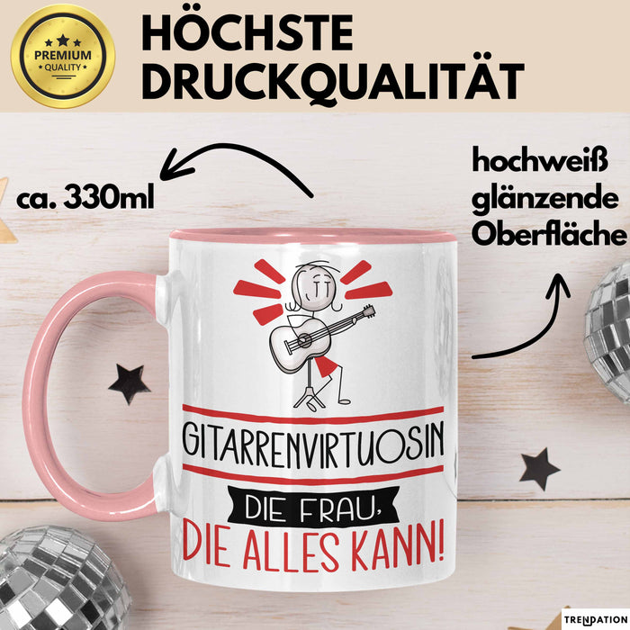 Gitarrenvirtuosin Geschenk Tasse Becher Die Frau Die Allen Kann Geschenkidee für eine Gitarrenvirtuosin Lustig Rosa Trendation