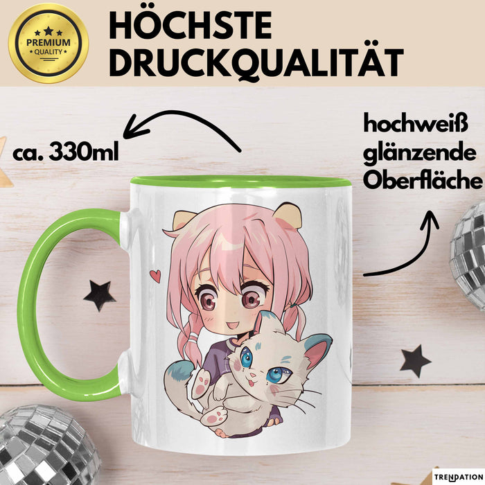Anime Tasse Geschenk Grafik Grün Trendation