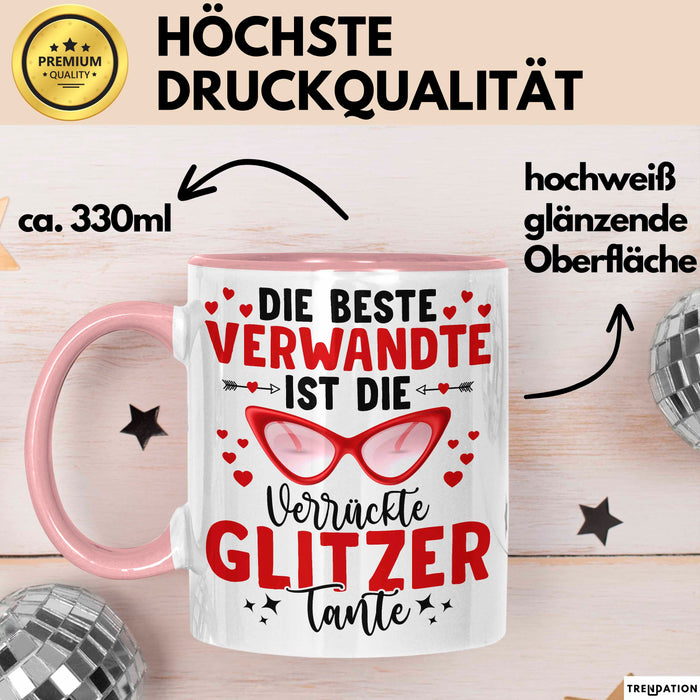 Tante Verwandte Tasse Geschenk Lustige Geschenkidee Spruch Beste Tante Rosa Trendation