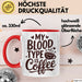 Kaffeeliebhaber Tasse Geschenk Lustige Geschenkidee Spruch Mein Bluttyp ist Kaffee Rot Trendation