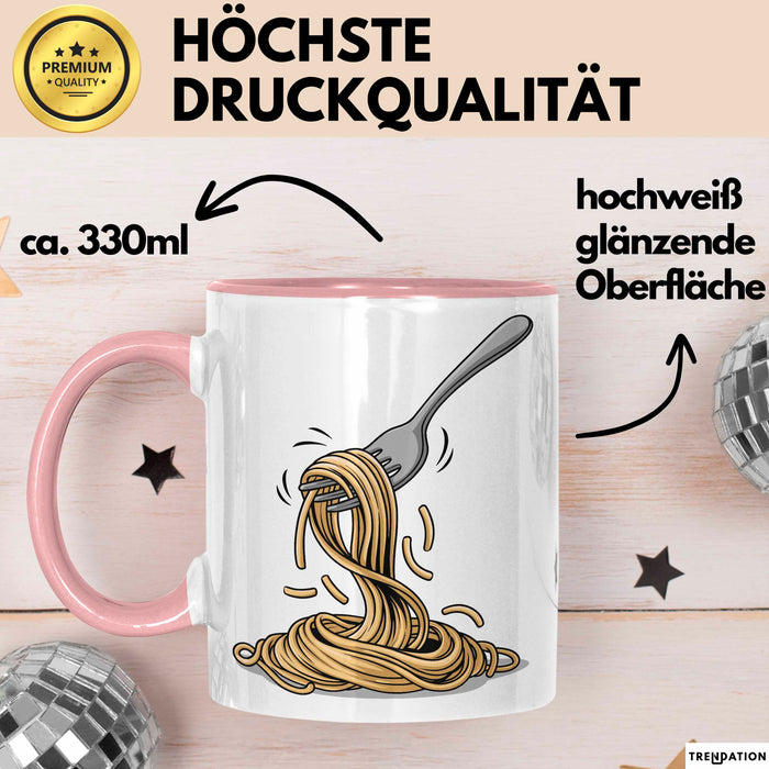 Spaghetti Fan Tasse Geschenkidee für Pasta Liebhaber Rosa Trendation