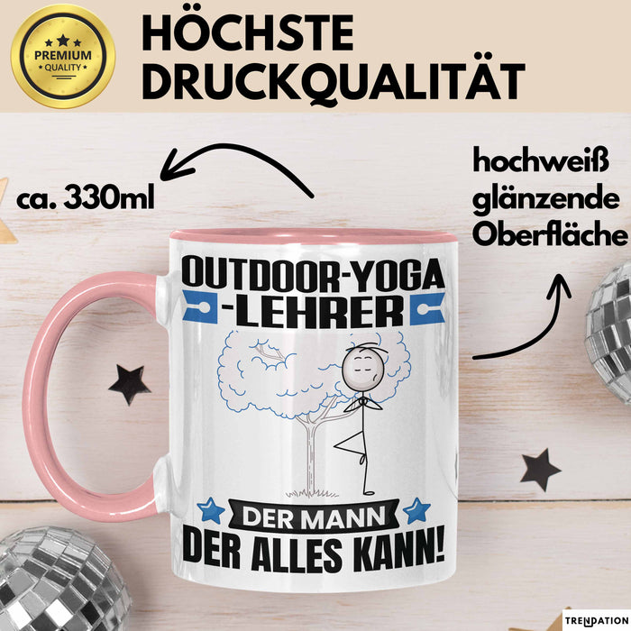 Outdoor-Yoga-Lehrer Tasse Geschenk für Outdoor-Yoga-Lehrer Der Mann Der Alles Kann Geschenkidee zum Geburtstag Rosa Trendation