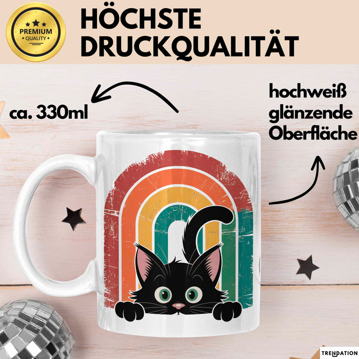 Katzen Tierliebhaber Vintage Tasse Geschenk Lustige Geschenkidee Spruch Weiß Trendation