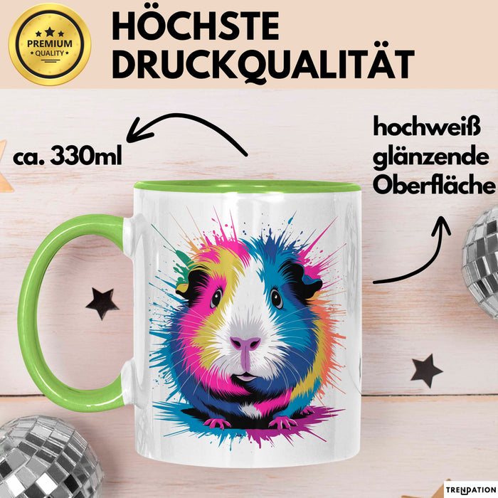 Buntes Meerschweinchen Tierliebhaber Tasse Geschenk Lustige Geschenkidee Spruch Grün Trendation