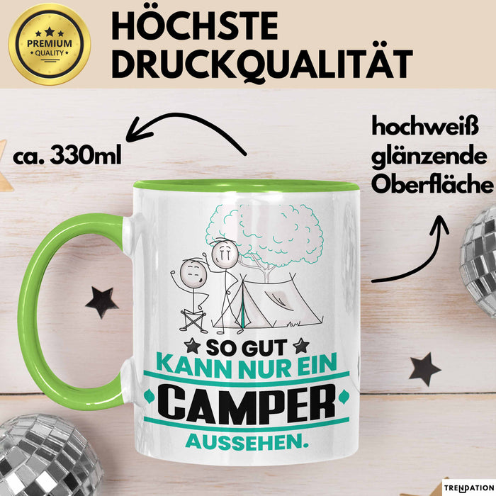 Camper Geschenk Tasse So Gut Kann Nur Ein Camper Aussehen Geschenkidee Kaffee-Becher Grün Trendation