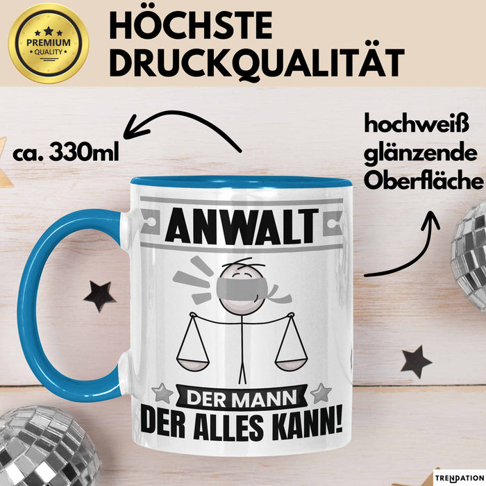 Anwalt Tasse Geschenk für Anwalt Der Mann Der Alles Kann Geschenkidee zum Geburtstag Blau Trendation