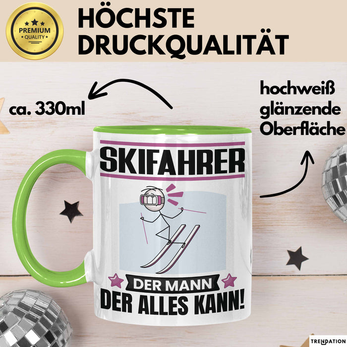 Skifahrer Tasse Geschenk für Skifahrer Der Mann Der Alles Kann Geschenkidee zum Geburtstag Grün Trendation