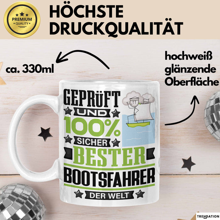 Bootsfahrer Geschenk Lustiger Spruch für Bootsfahrer Geschenkidee Bester Bootsfahrer Der Welt Weiß Trendation
