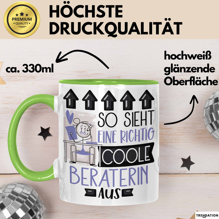 Beraterin Geschenk Tasse Lustig Geschenkidee für Beraterin Geburtstag So Sieht Eine Richtig Coole Beraterin Aus Frauen Spruch Grün Trendation