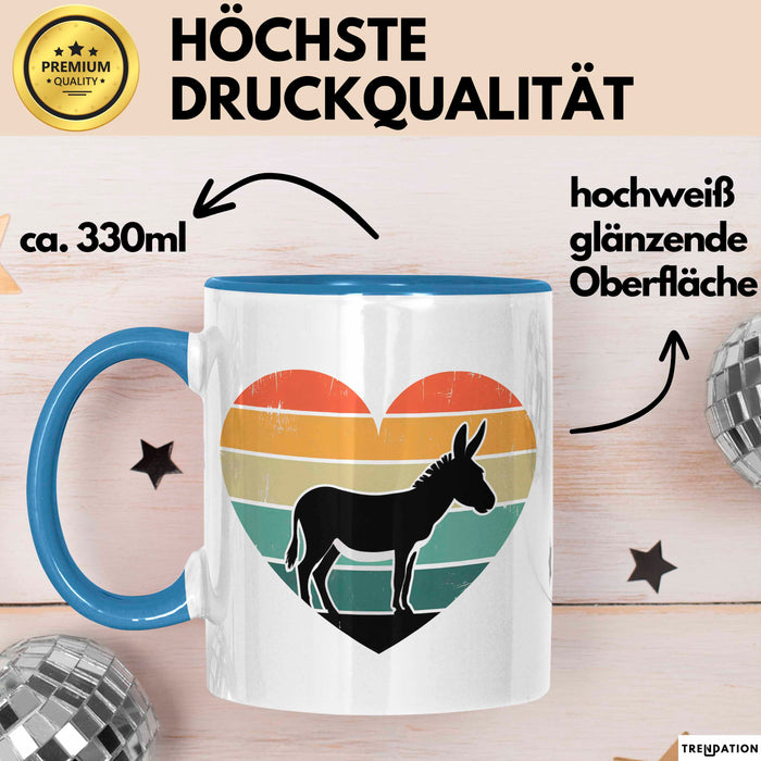 Eselbauer Esel Tier Retro Tasse Geschenk Lustige Geschenkidee Spruch Blau Trendation