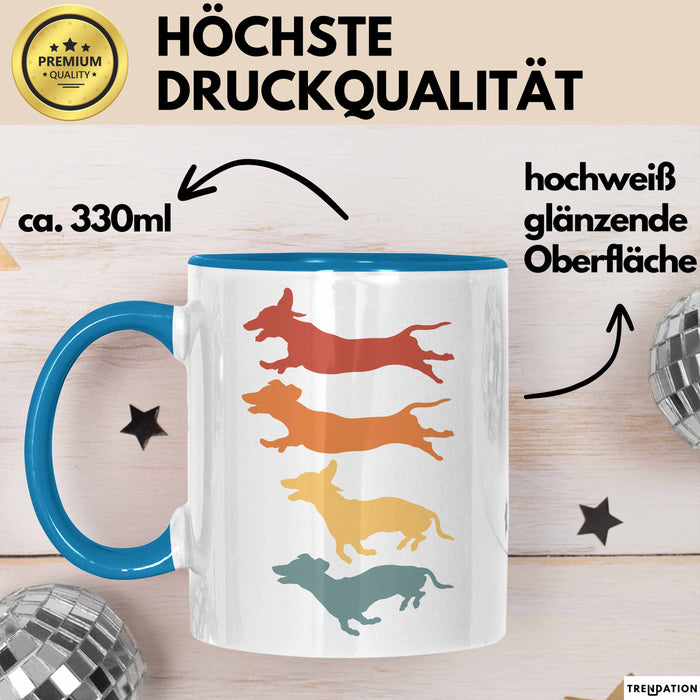 Hunde Tasse Geschenk Hunde Silhouetten Tierliebhaber Spruch Blau Trendation