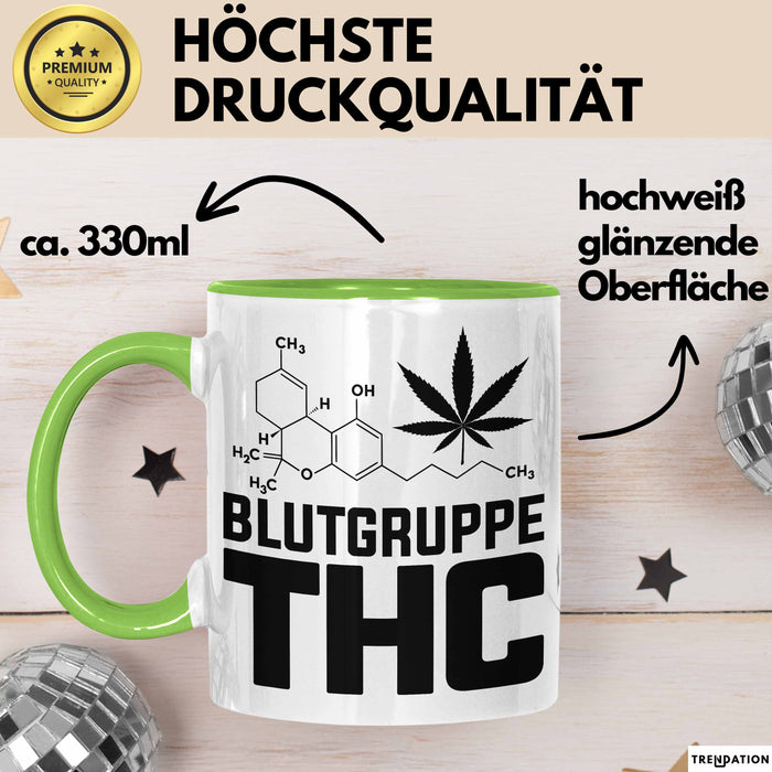 Kiffer Blutgruppe Thc Gras Tasse Geschenk Cannabis Kiffer Geschenkidee