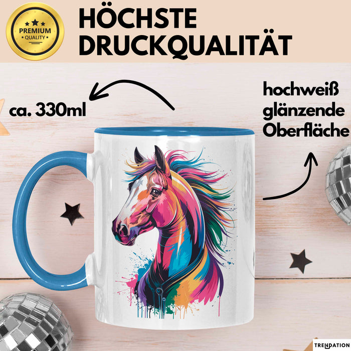Pferd Tier Liebhaber Tasse Becher Geschenk Lustige Geschenkidee Spruch Blau Trendation