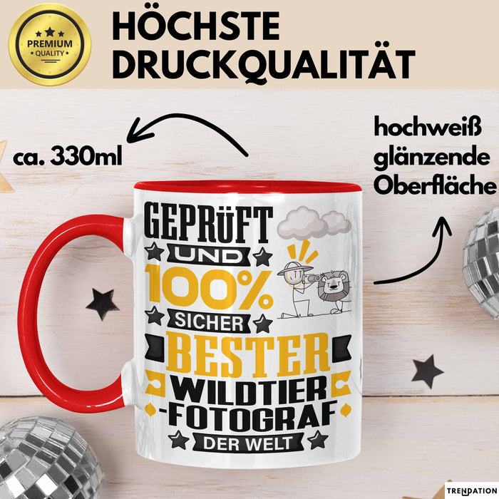 Wildtierfotograf Geschenk Lustiger Spruch für Wildtierfotograf Geschenkidee Bester Wildtierfotograf Der Welt Rot Trendation