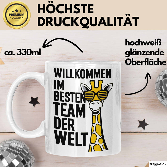 Office Arbeitskollege Tasse Geschenk Lustige Geschenkidee Spruch Willkommen Im Besten Team Der Welt Weiß Trendation
