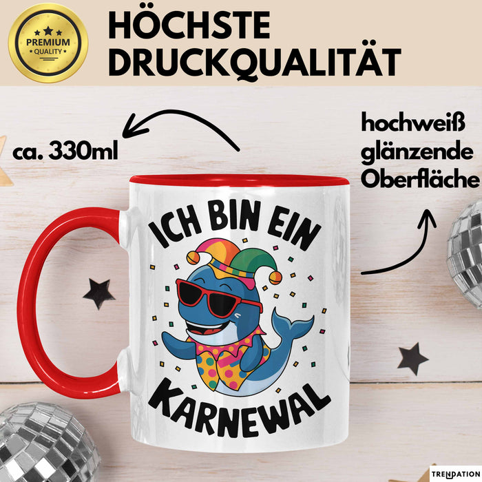 Kölner Karneval Tasse Geschenk Ich bin Karneval Fan Rot Trendation
