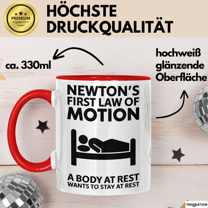 Physiker Tasse Geschenk Newtons Erstes Bewegungsgesetz Rot Trendation