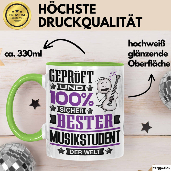 Musikstudent Geschenk Lustiger Spruch für Musikstudent Geschenkidee Bester Musikstudent Der Welt Grün Trendation