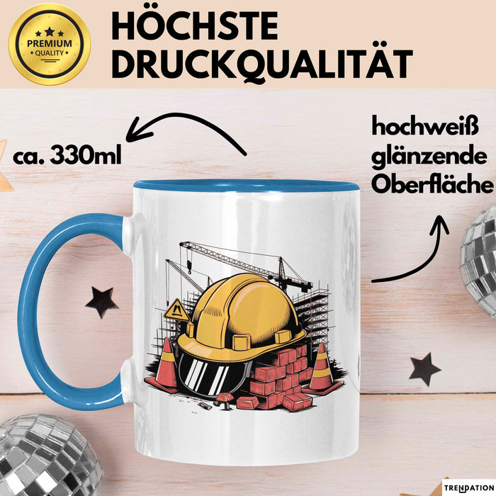 Bauarbeiter Tasse Geschenkidee Bauprofi Lustiger Spruch Geschenkidee Lustig Blau Trendation