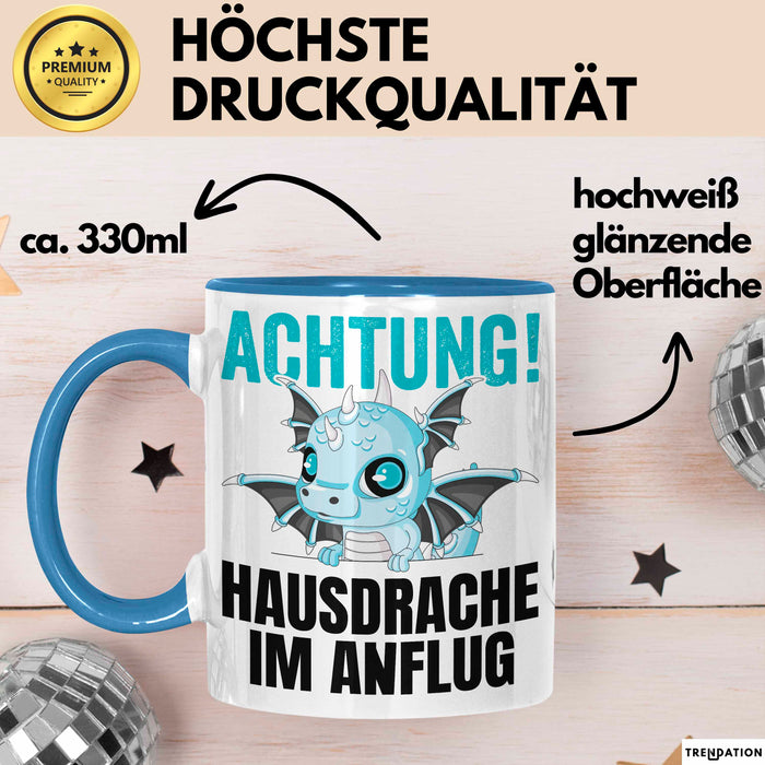 Hausdrache Im Anflug Tasse Geschenk Becher Blau Trendation