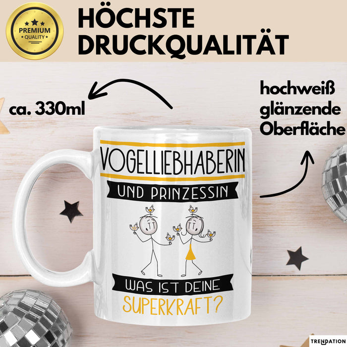 Vogelliebhaberin Und Prinzessin Tasse Geschenk Für Eine Vogelliebhaberin Geburtstag Was Ist Deine Superkraft Weiß Trendation