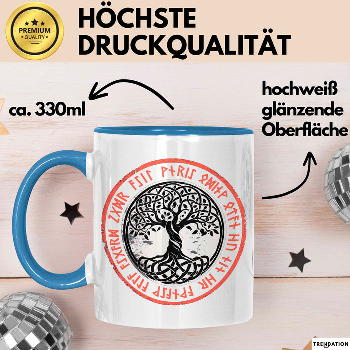 Keltischer Baum des Lebens Tasse Geschenk Geschenkidee Blau Trendation