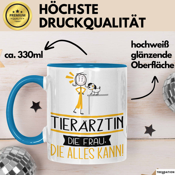 Tierärztin Geschenk Tasse Becher Die Frau Die Allen Kann Geschenkidee für eine Tierärztin Lustig Blau Trendation
