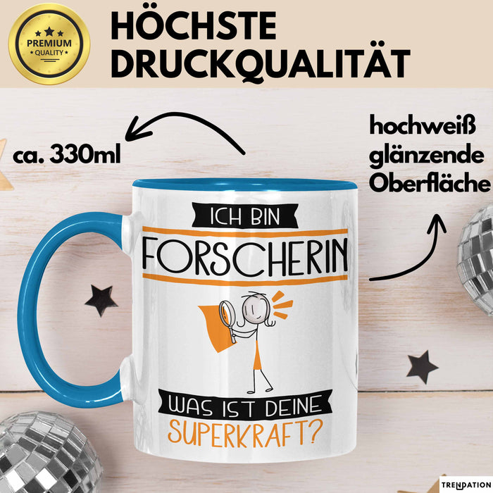 Forscherin Geschenk Tasse Ich Bin Forscherin Was Ist Deine Superkraft Geschenkidee Lustig Geburtstag Weihnachten Blau Trendation