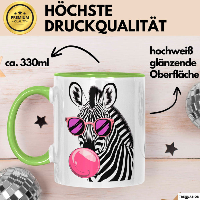 Zebra Kaugummi Tasse Geschenk Lustige Geschenkidee Spruch Grün Trendation