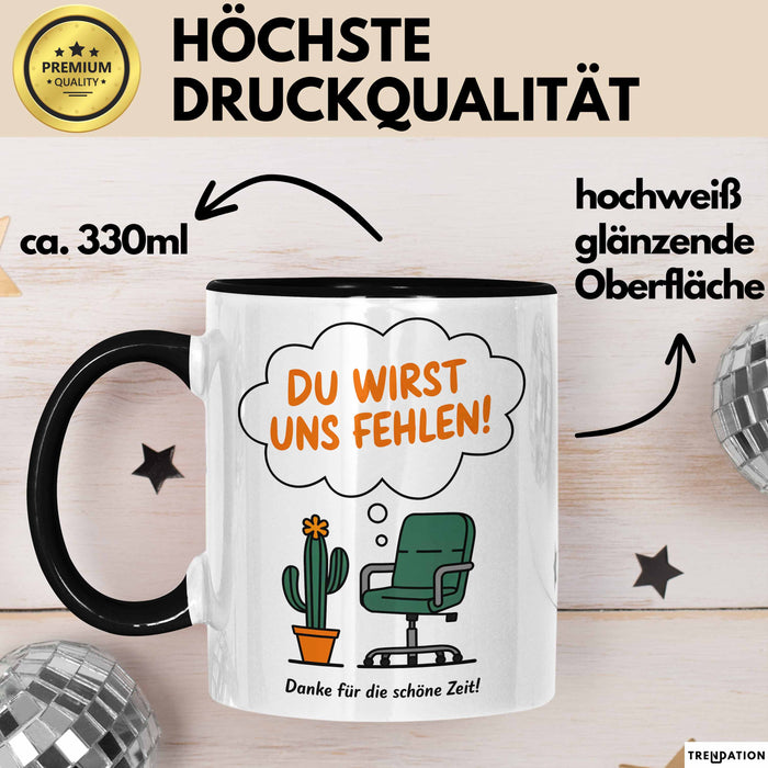 Büroarbeit Kollege Abschied Tasse Geschenk Lustige Geschenkidee Spruch Du Wirst Uns Fehlen Danke Für Die Schöne Zeit Trendation