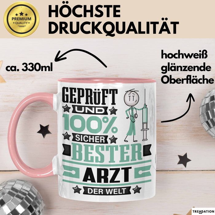 Arzt Geschenk Lustiger Spruch für Arzt Geschenkidee Bester Arzt Der Welt Rosa Trendation