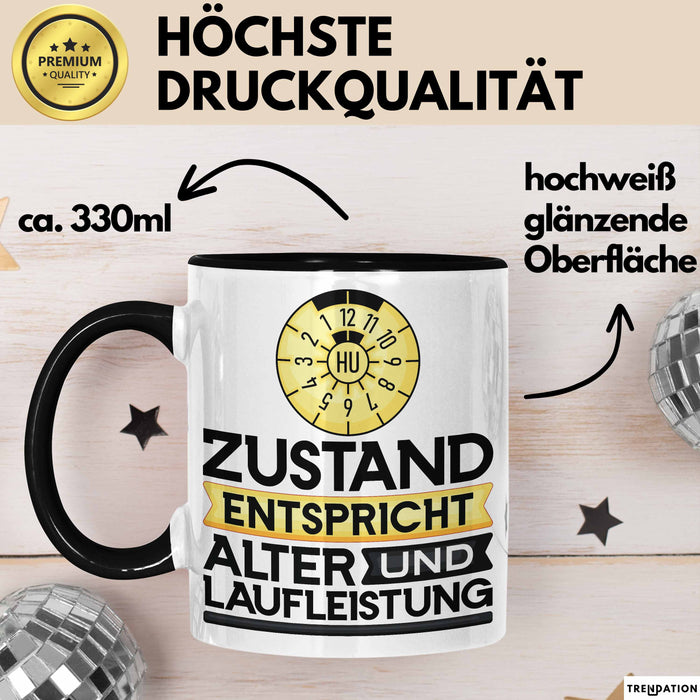 TÜV Alter Tasse Geschenk Lustiger Spruch Geburtstag Humor Schwarz Trendation