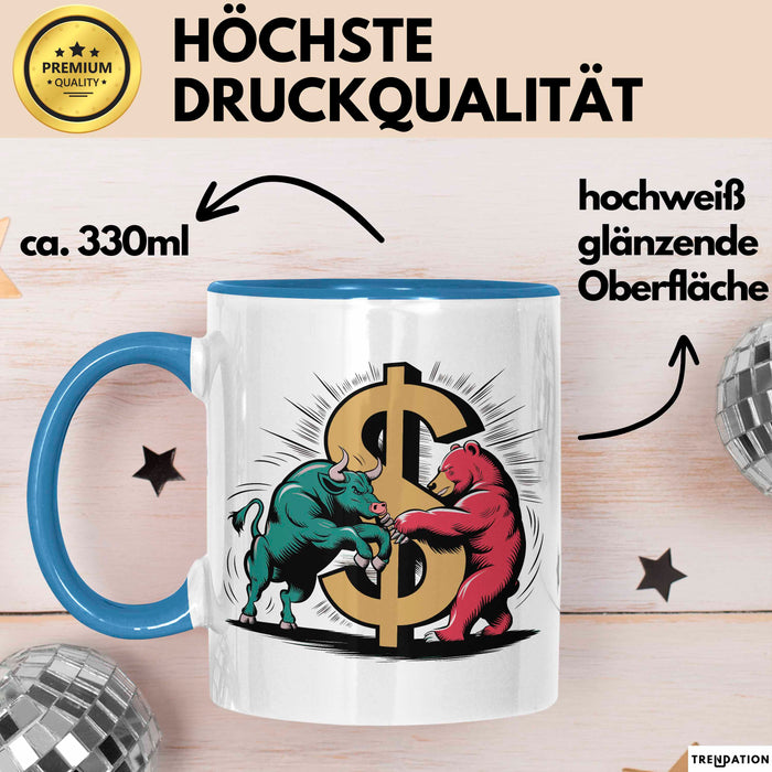 Börsenhändler Tasse Geschenkidee für Wall Street Fans Blau Trendation