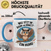 Eule Tier Sarkasmus Tasse Geschenk Was sitzt im Baum Vogel Geschenkidee Lustig Blau Trendation